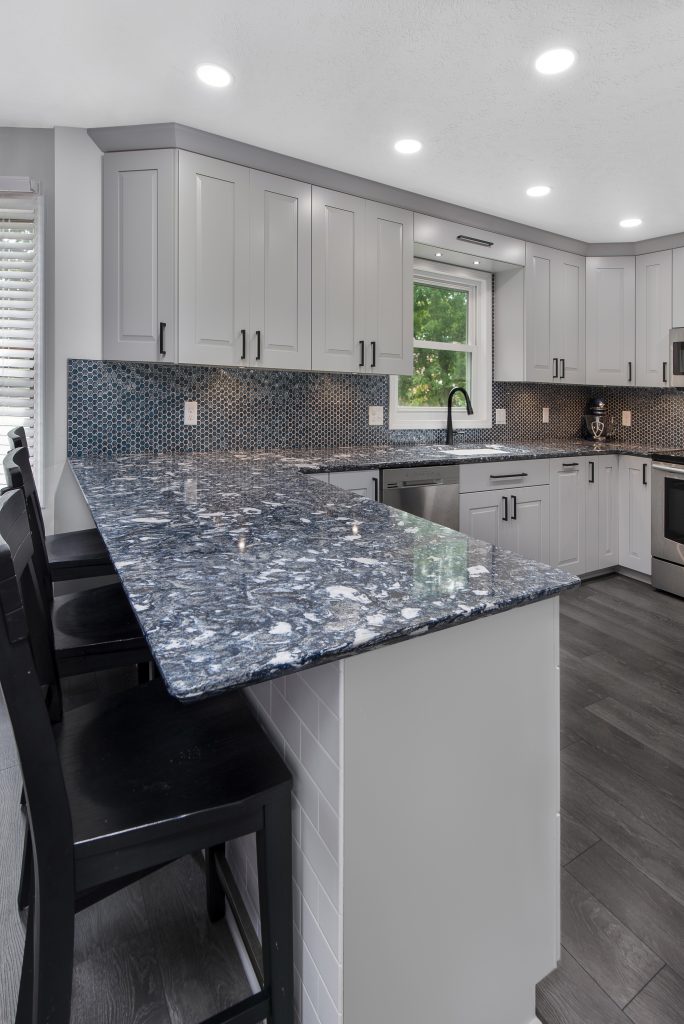 Modern Contemporary Gray Birch Kitchen countertop installation