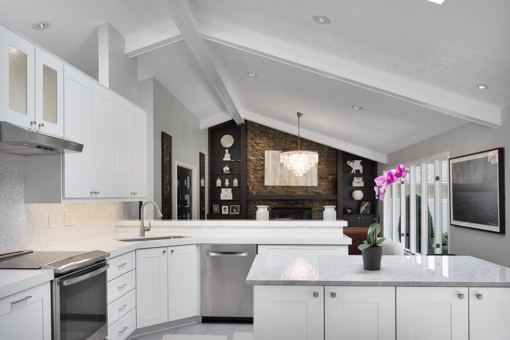 Full Island Modern White Kitchen Strongsville Ohio