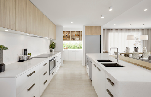 white and cream colored kitchen design